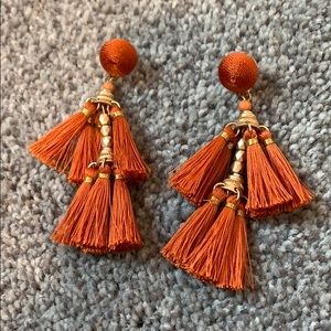 Orange tassel earrings